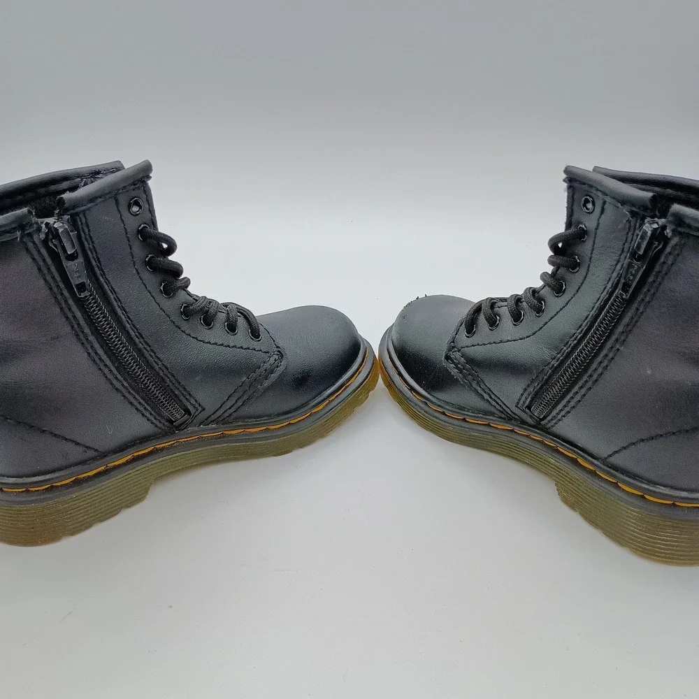 Dr. Martens 1460 T Toddler Boots Black Leather‎ Lace Up Side Zip Size 8 US Kids